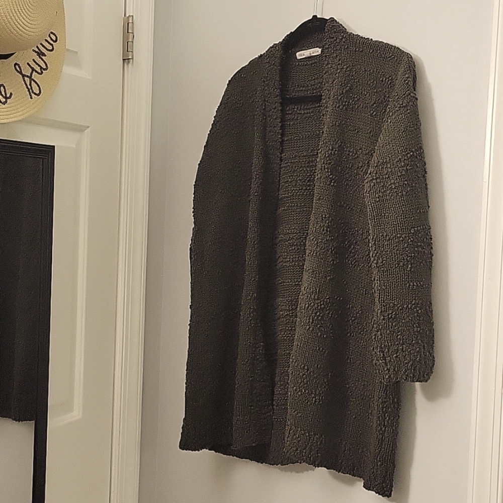 Army green cardigan